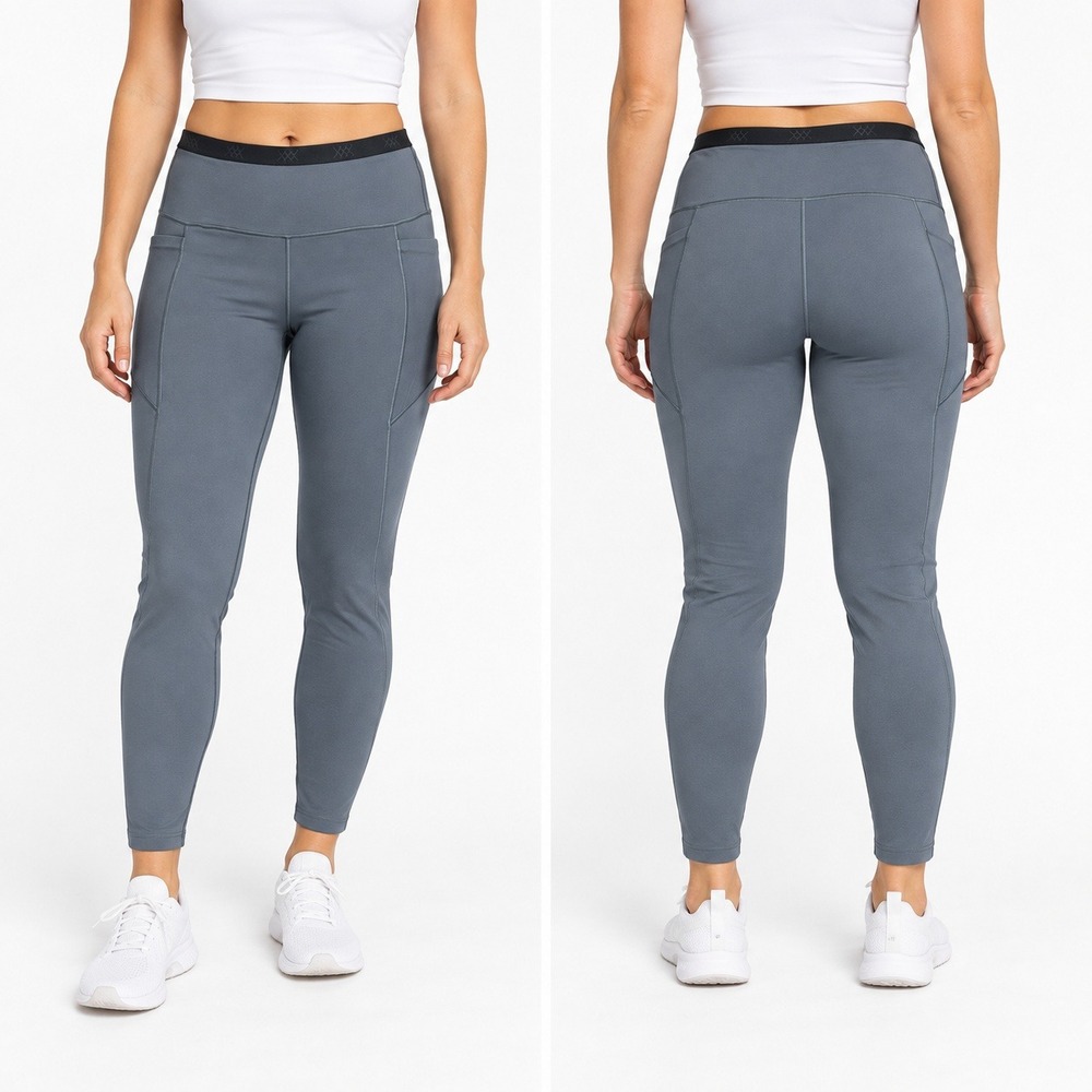 Rhone Leggings Womens Large Slate Blue High Rise Side Pocket Activewear